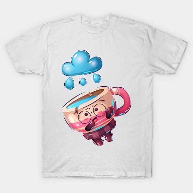 Funny Cup Water raining T-Shirt by GiftsRepublic